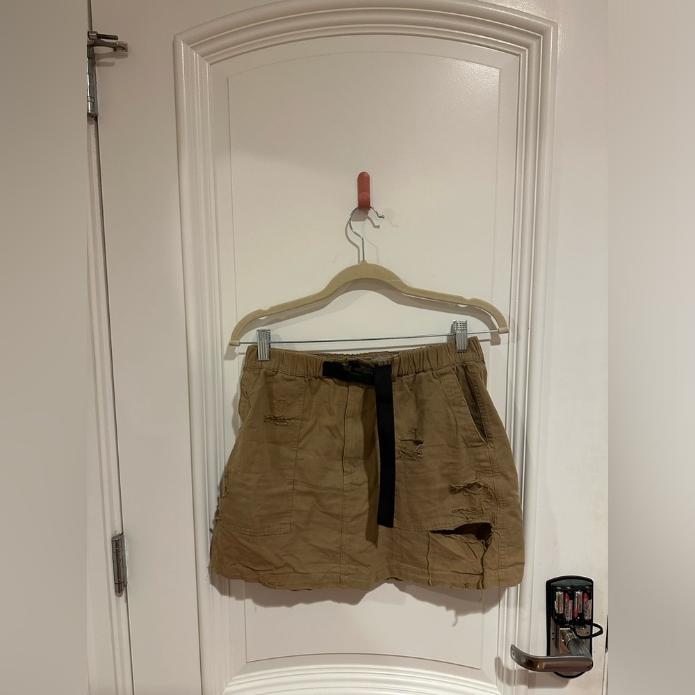 LF Khaki Cargo Miniskirt with Buckle Belt